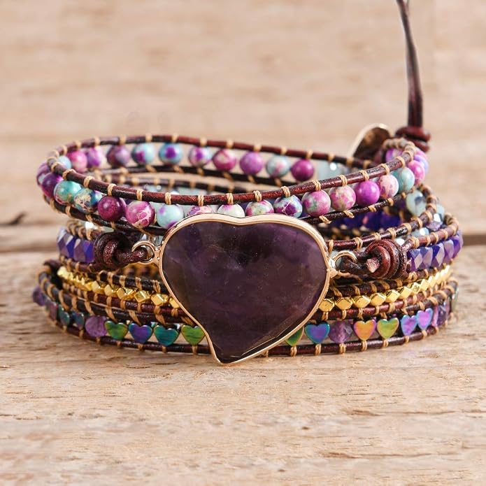 YGLINE Natural Stone Bracelet 3 Wraps Bracelet Handmade Boho Bracelet for Women Bracelet