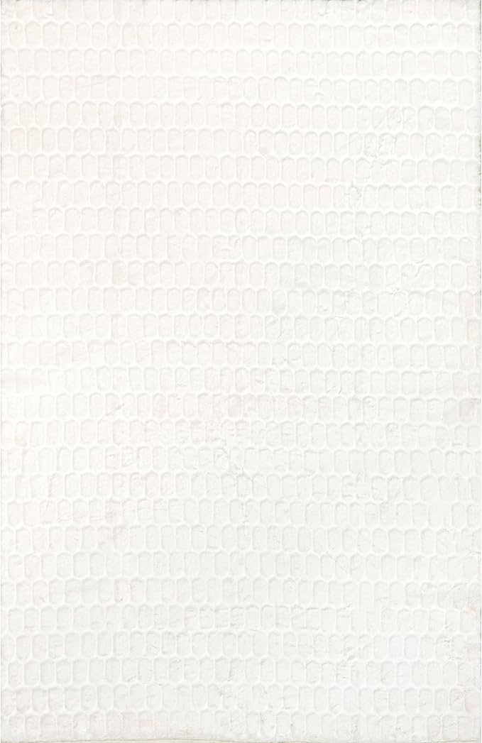 nuLOOM Nia White Geometric Washable Area Rug, 2' x 3' | Nuloom Nia Geometric 2' x 3' Machine Washable Accent Rug for Living Room Bedroom Dining Room Entryway, White