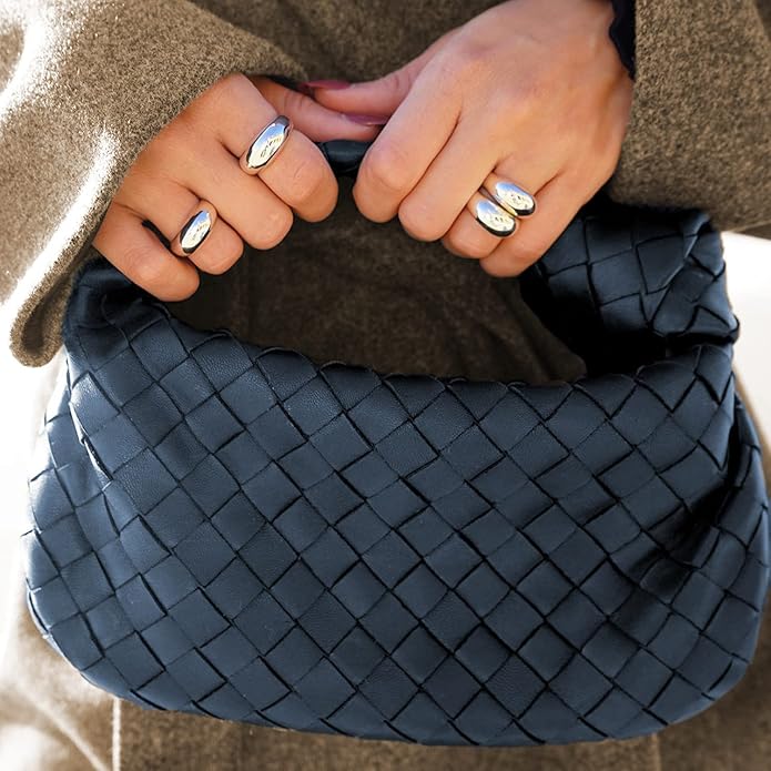 ESMATOO Chunky Dome Rings - Thick Golden Rings (Size 5-9)