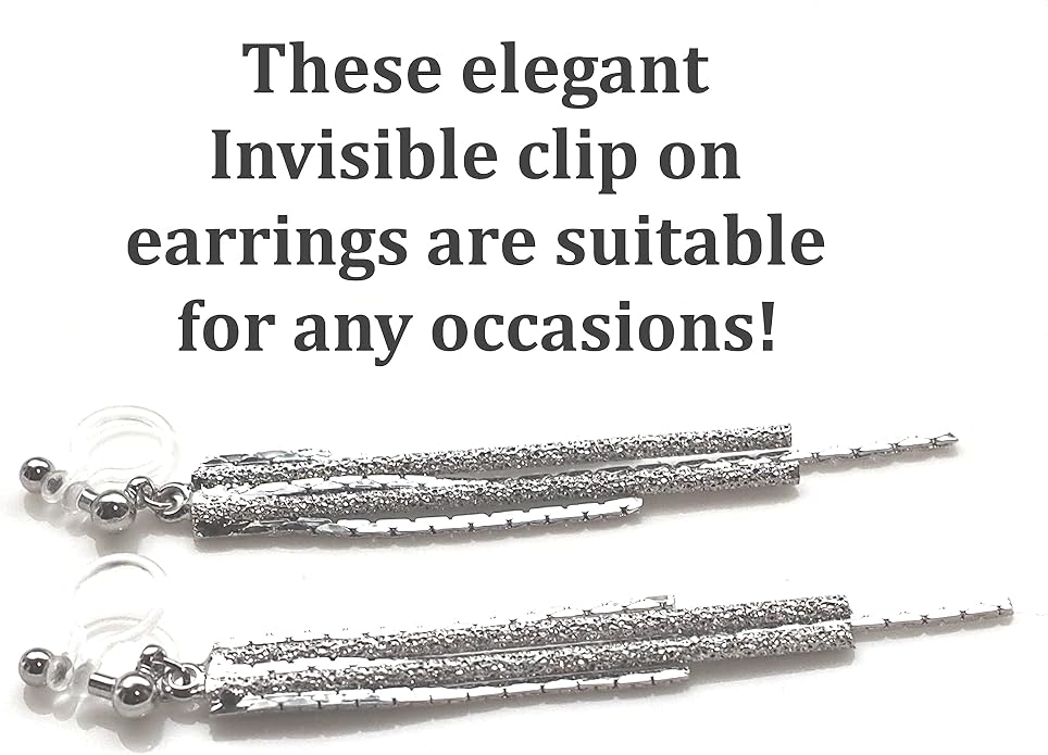 Comfortable Stick Invisible Clip On Earrings Gold Dangle Long Waved Threader Bar Clip-On Non Pierced Earrings Silver For Women,…