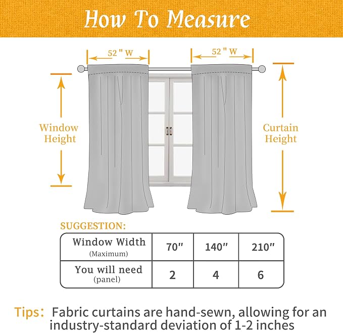LAMIT Beige Linen Curtains 63 Inch for Bedroom, Light Filtering Neutral Faux Linen Privacy Curtains Rod Pocket Living Room Panels for Small Window, 2 Panels, 52 x 63 Inch, Beige