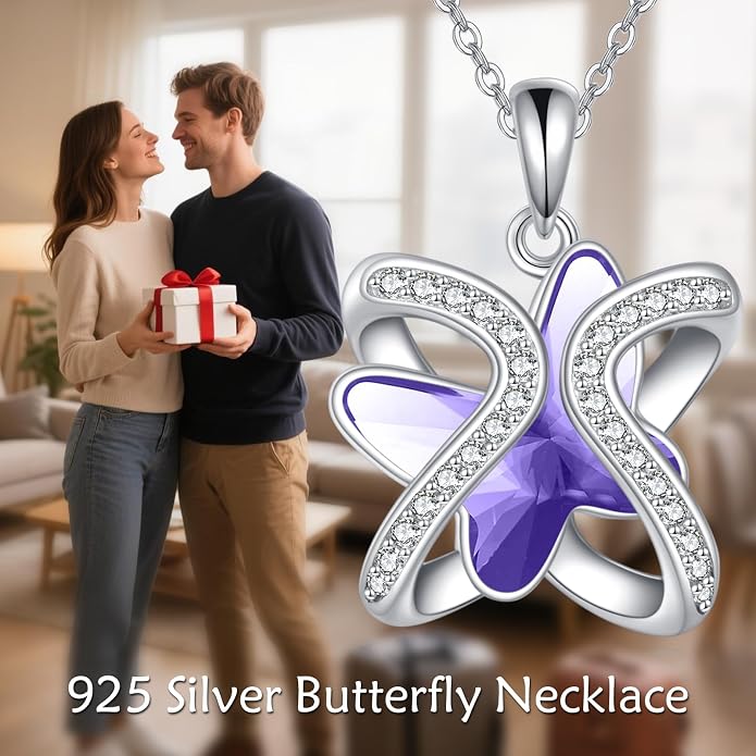 Crystal Necklace 925 Sterling Silver Crystal Pendant Necklace for Women Gift for Women
