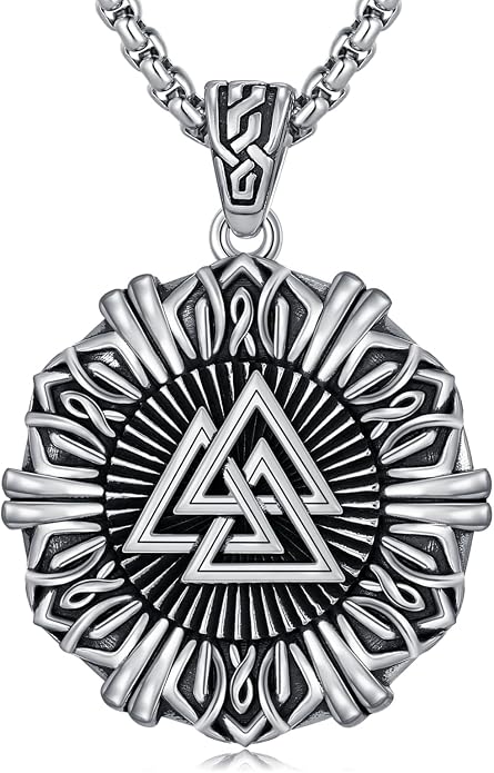 Viking Necklace for Men Women 925 Sterling Silver Norse Jewelry Fathers Mothers Day Anniversary Birthday Gifts for Mom Dad Husband Brother (with Gift Box)