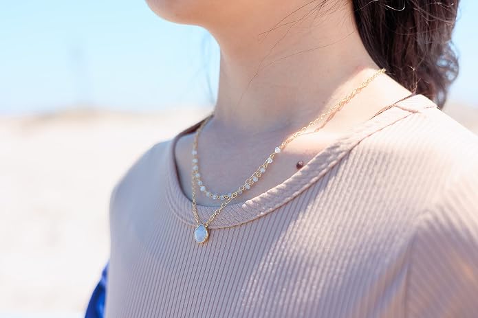 Layering Necklace for Women, Premium Layered Gold Healing Crytsal Necklaces - Tarnish Free 18K Gold Vermeil Certified S925 Classic Stack Necklace Gold Jewelry for Women - Mothers Day Gifts for Mom Wife