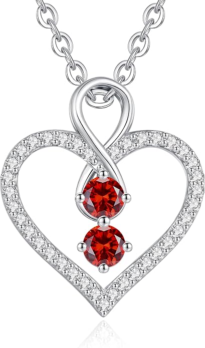 LOUISA SECRET Double Birthstone Necklaces for Women, 925 Sterling Silver Infinity Love Heart Pendant Necklace for Her, Birthday Anniversary Valentine's Day, Christmas, Wedding, Graduation Gift for Her, Personalized Gifts, Jewelry Gifts for Wife Mom Gir...