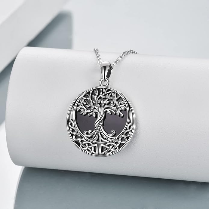 ONEFINITY Tree of Life Necklace 925 Sterling Silver Abalone Shell Celtic Knot Pendant Necklace for Women Jewelry