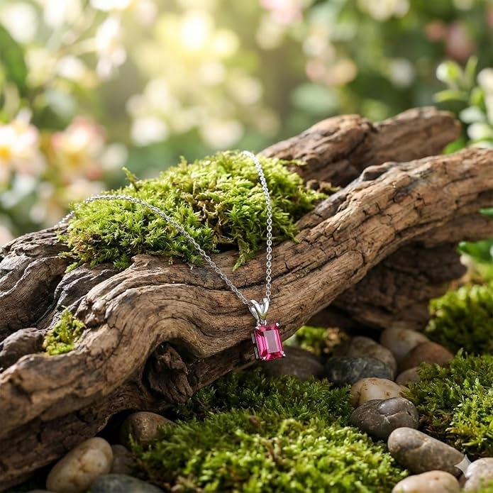 Natural Gemstone Pendant Necklace for Women, Healing Stone Chakra Crystal Birthstone 925 Sterling Silver Chain 18 Inch Birthday Christmas Gifts