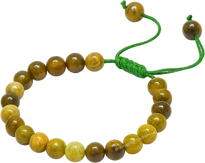 Amazing Gemstone Grossular Garnet Green Bracelet, Gifts for Men & Women - Protection Healing Crystal Bracelet - 8mm Gemstone Beaded Adjustable Bracelet, Pulseras para Hombres Mujer Stocking Stuffers