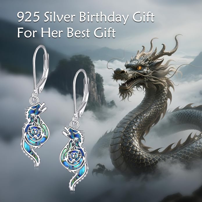 TIGER RIDER Abalone Shell 925 Sterling Silver Dangle Earrings Lightweight Filigree Dangle Drop Earrings for Women