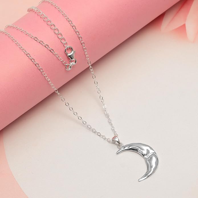 LeCalla 925 Sterling Silver Pendant Necklace | Crescent Moon and Star Necklace Jewelry | Handmade Charm Pendant Necklace for Women | Adjustable Chain Necklace Gifts for Women Valentine s Day, Mother s Day
