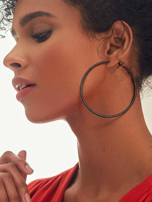 PROSTEEL 30/40/60/80/100mm Chunky Hoop Earrings For Women Gold Plated/Black Stainless Steel Hoops Earrings Statement Jewelry