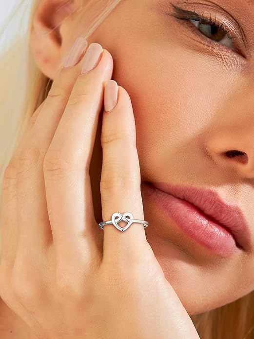 Bestyle 925 Sterling Silver Ring for Women, Minimalist Claddagh Ring Celtic Knot Ring for Women, Irish Promise Wedding Band, Gold/Rose Gold Vermeil Women Band Ring, Stackable, Gift for Her