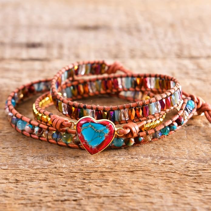 YGLINE Natural Stone Bracelet 3 Wraps Bracelet Handmade Boho Bracelet for Women Bracelet