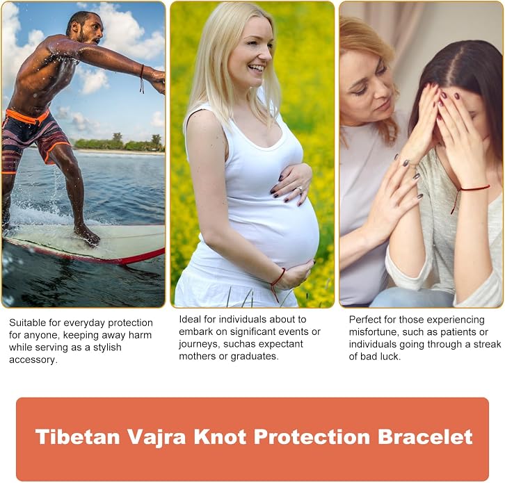 Authentic blessed Tibetan monks handmade Dorje Knot protection bracelet for women and men with a talisman