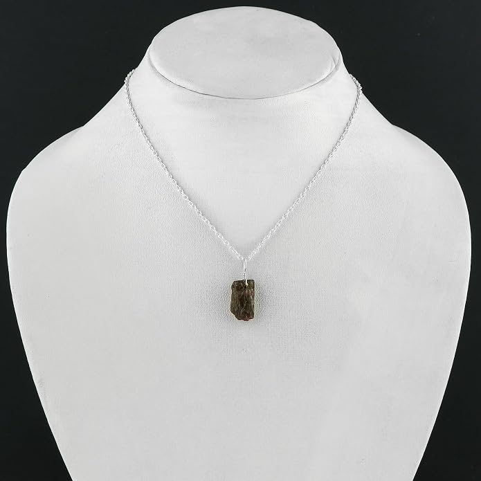 Natural Raw Gemstones Pendant Necklace, Rough Stones Dainty Jewelry, Handmade Bohemian Jewelry, Silver Plated Chain, Healing Crystals, Christmas Gift for Women