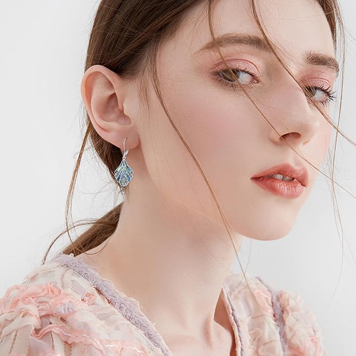 Abalone Shell Dangle Drop Earrings for Women 925 Sterling Silver Filigree Bohemian Earrings Jewelry Gift