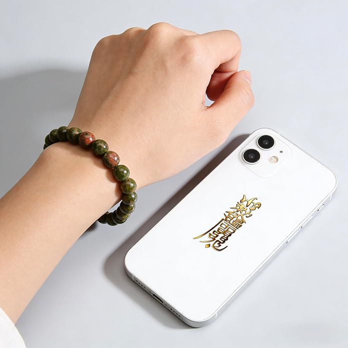 LINGYUAN Feng Shui Wealth and Luck Bracelet with Gold Foil Five Gods Amulet-Red Agate Cinnabar Gemstone Bracelet for Prosperity, Protection & Success, Lucky Charm Gift for Men & Women