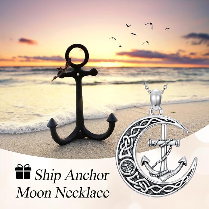 Cross/Pentagram/Tree of Life/Celtic Trinity/Anchor/Thor's Hammer/Sun/Eye of Horus Necklace Moon Pendant Mothers Day Gifts for Women