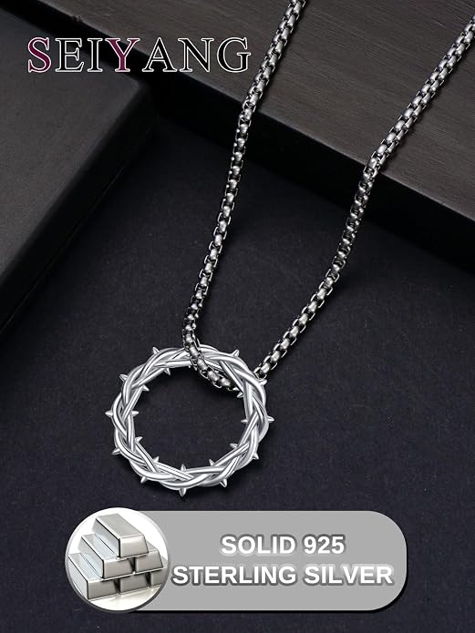 Seiyang Crown of Thorns Necklace 925 Sterling Silver Crown Pendant Amulet Jewelry Gifts (with Gift Box)