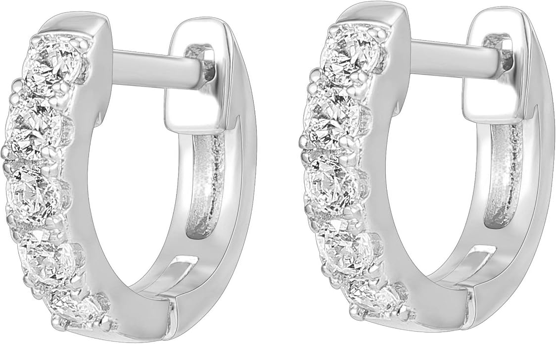 PAVOI 14K Gold Plated Huggie Earrings for Women - Gold Earrings Hoops with Heart Shaped Cubic Zirconia - Hypoallergenic Cartilage Trendy Fashion Huggie Hoop - Dainty Romantic Everyday Jewelry