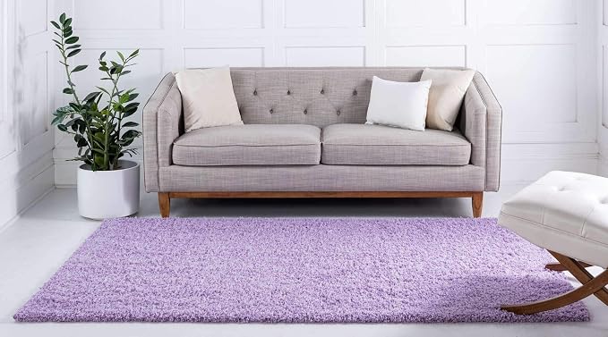 Unique Loom Solid Shag Collection Area Rug (2' x 3' 1" Rectangle, Lilac)