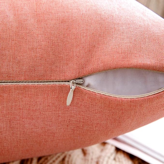 MIULEE Pack of 2 Decorative Outdoor Solid Waterproof Throw Pillow Covers Spring Valentine Faux Linen Garden Farmhouse Cushion Cases for Patio Tent Balcony Couch Sofa 20x12 Inch Blush Pink