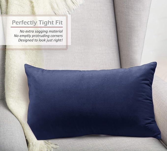 Nestl Throw Pillow Covers, Cozy Velvet Decorative Pillow Covers 12 x 20 Inches, Soft Solid Couch Pillow Covers for Sofa, Bed and Car, Set of 2 - Royal Blue