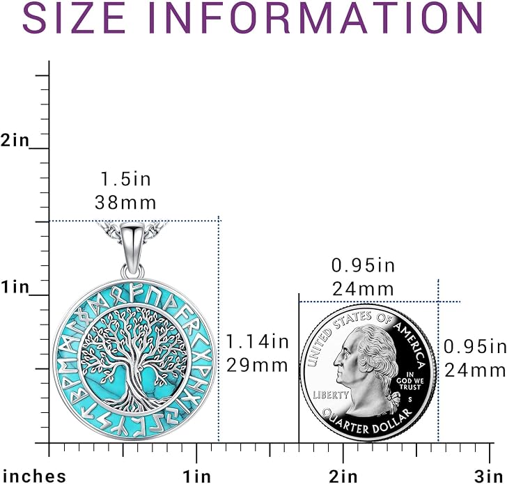 Turquoise Jewelry for Women Men 925 Sterling Silver Pendant Urn Necklaces for Ashes Picture Locket Necklace Thor Hammer Yggdrasil Virgen De Guadalupe St Michael Christopher Judas Witches Knot Necklace