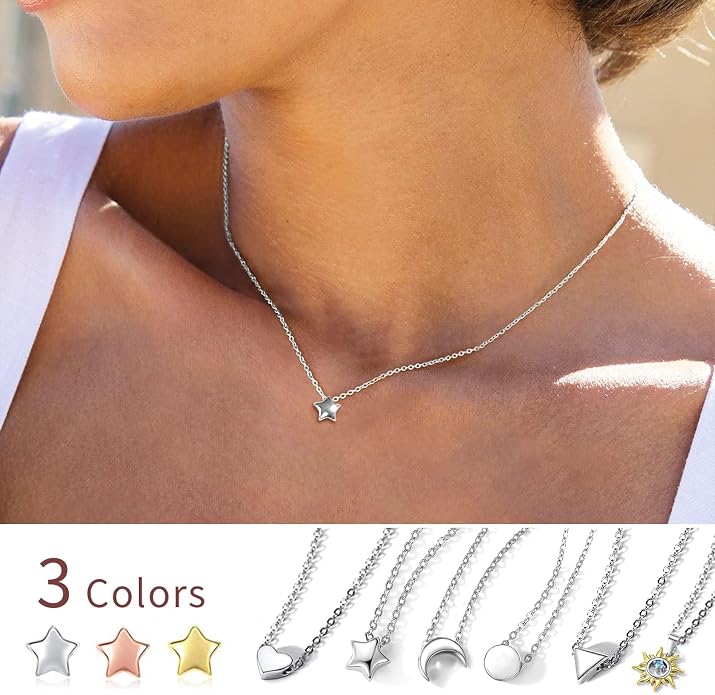ChicSilver 925 Sterling Silver Cross/Heart/Butterfly/Star/Moon Necklace for Women, Hypoallergenic Dainty Small Silver Pendant Necklaces (with Gift Box)
