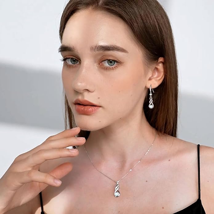 Birthstone Necklaces for Women 925 Sterling Silver Infinity Pendant Created Gemstone Jewelry for Her, 16"+2"