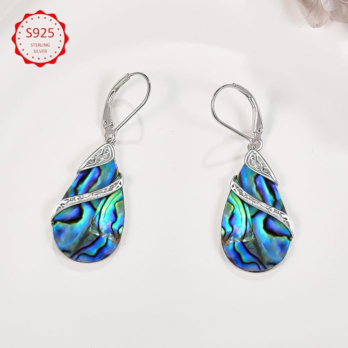 ONEFINITY Filigree Earrings 925 Sterling Silver Filigree/Dandelion/Sunflower/Hummingbird Dangle Drop Earrings Abalone Shell Jewelry Gift for Women