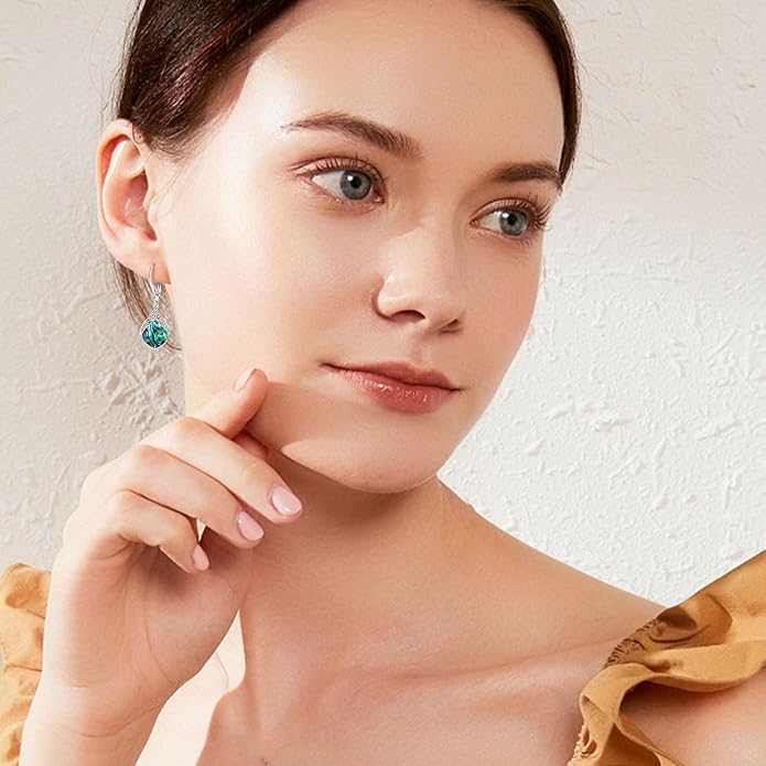 Larimar/Star/Dragonfly/Sunflower/Moonstone/Black Onyx Earrings for Women Leverback Dangle Earrings Hypoallergenic Jewelry for Women