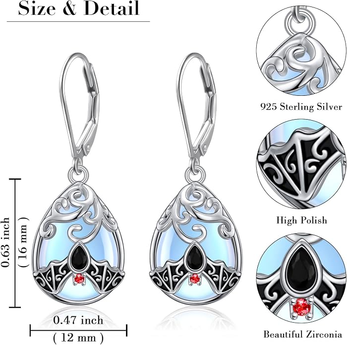 925 Sterling Silver Filigree Dangle Drop Earrings Daisy/Lotus/Rose Flower/Moonstone Leverback Teardrop Earrings for Women Infinity Celtic Knot Daisy Lotus Jewelry for Mothers Day
