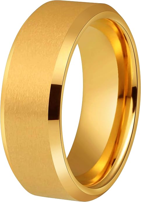 Crownal 4mm 6mm 8mm Black/Silver/Gunmetal/Gold Tungsten Wedding Couple Bands Rings Men Women Matte Brushed Finish Center Engraved "I Love You" Size 4 To 17