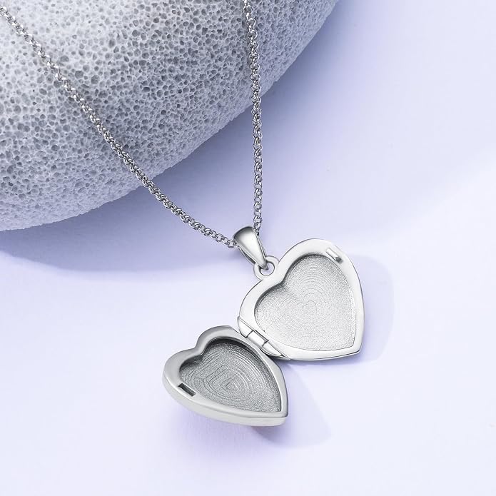 925 Sterling Silver Memorial Jewelry Urn Necklaces for Ashes, Photo Locket Necklace that Holds Picture
