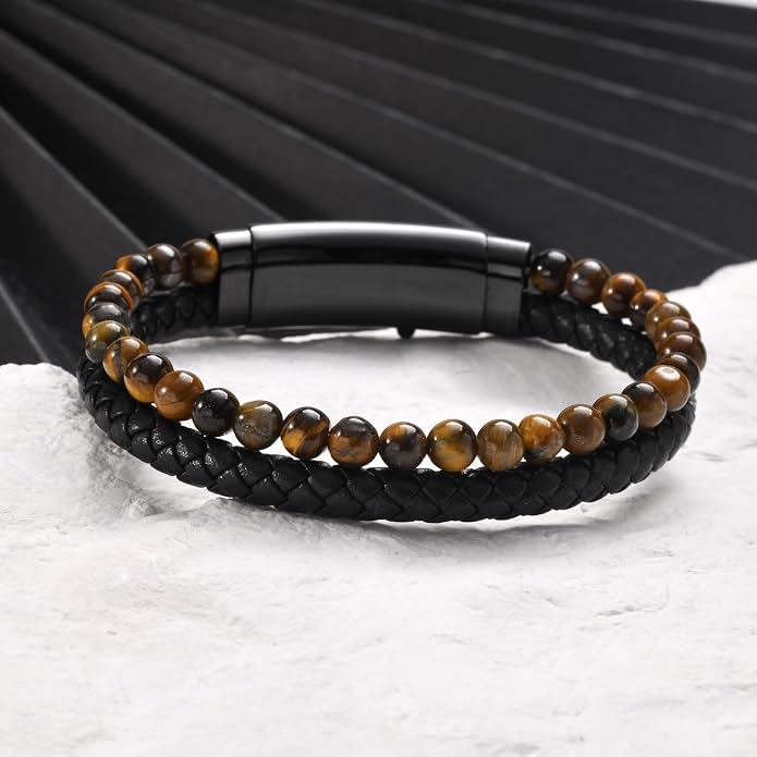 VNOX Men's Inspirational Mantra Engarved Handmade Braided Leather Adjustable Cuff Bangle Bracelet Encouragement Motivational Gift for Men