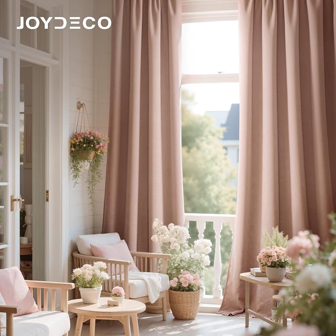 Joydeco Blackout Velvet Curtains Candy Pink 96 Inch Rod Pocket | Luxury Thermal Insulated Velvet Curtains for Bedroom Living Room, Soundproof Blackout Window Drapes