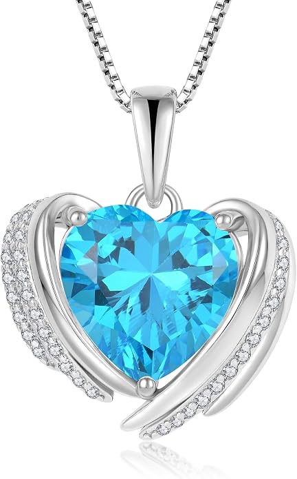 Birthstone Heart Necklace for Women, Infinity Love Heart Birthstone Crystal Charm, 925 Sterling Silver Zirconia Necklace for Mother's Day for your mother and jewelry for your beloved ones on anniversaries