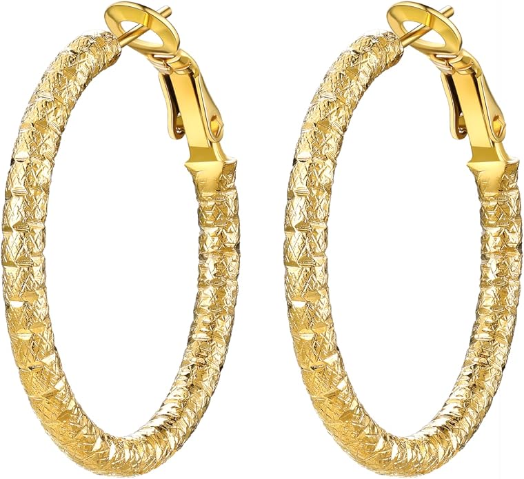 PROSTEEL 30/40/60/80/100mm Chunky Hoop Earrings For Women Gold Plated/Black Stainless Steel Hoops Earrings Statement Jewelry