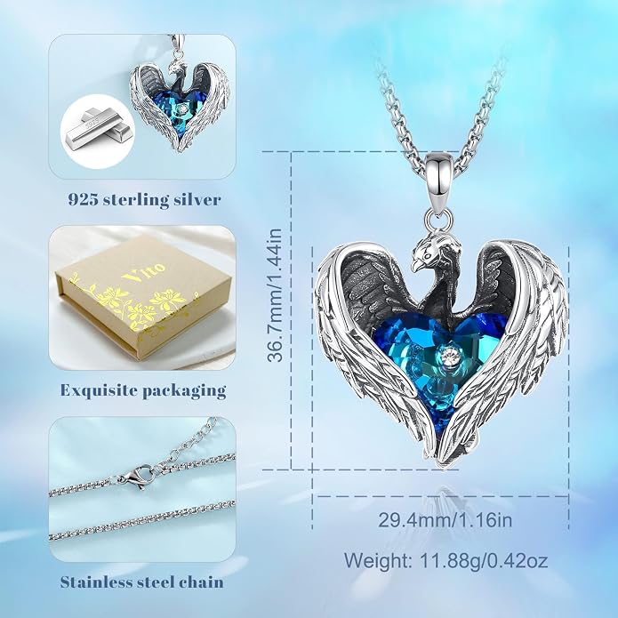 Vito 925 Sterling Silver Viking Necklace for Women Men, Viking Dragon/Wolf/Horse/Tree of Life Pendant Norse Amulet Nordic Jewelry for Men