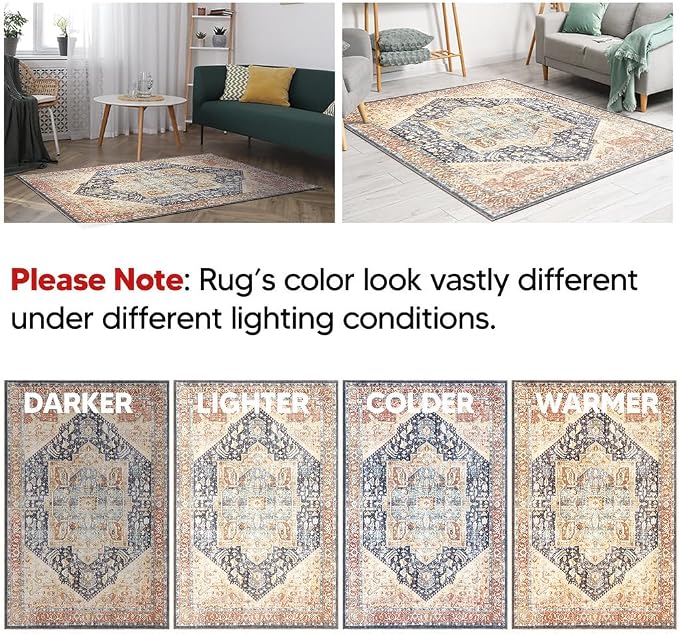 Keen Home Design 30"x120" Rug - Machine Washable Runner with Non-Slip Backing, Ideal for Hallway, Entryway, Kitchen, Laundry Room - Vintage, Easy Clean, Durable, Low Pile Rug - (2'6" x 10')