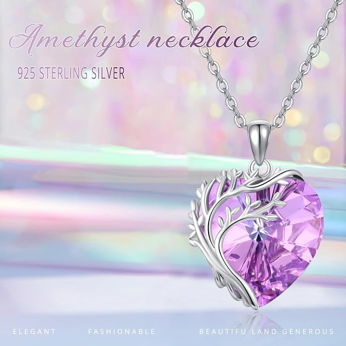 Tree of Life Necklace for Women 925 Sterling Silver Crystal Tree of Life Pendant Necklace Crystal Pendant Jewelry Gift for Women