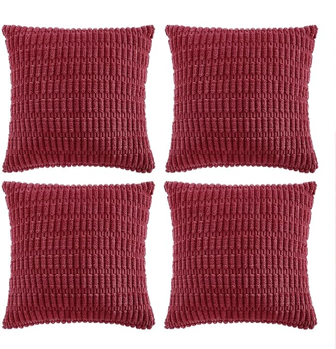 Fancy Homi 4 Packs Decorative Throw Pillow Covers for Living Room Couch Bed, Modern Farmhouse Boho Home Décor Accent Cushion Case, 24" x 24", Burgundy