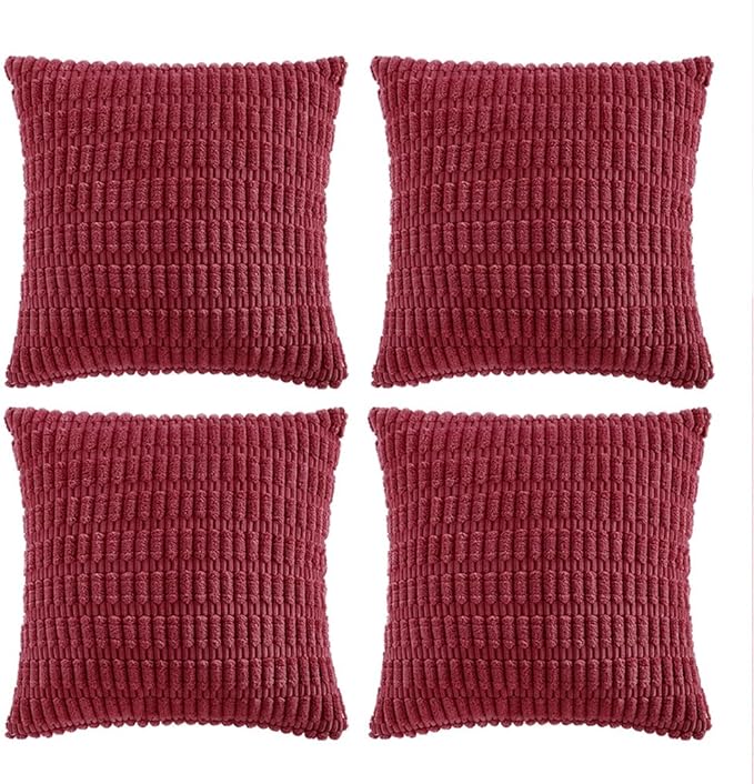 Fancy Homi 4 Packs Decorative Throw Pillow Covers for Living Room Couch Bed, Modern Farmhouse Boho Home Décor Accent Cushion Case, 22" x 22", Burgundy