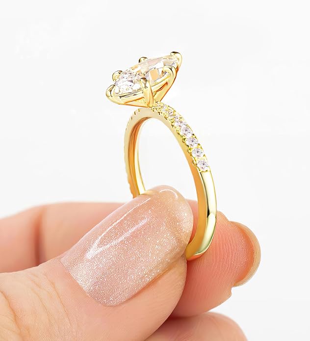 TIGRADE 2CT Engagement Ring for Women Marquise Cut Cubic Zirconia Wedding Band CZ Promise Anniversary Ring Size 3-12