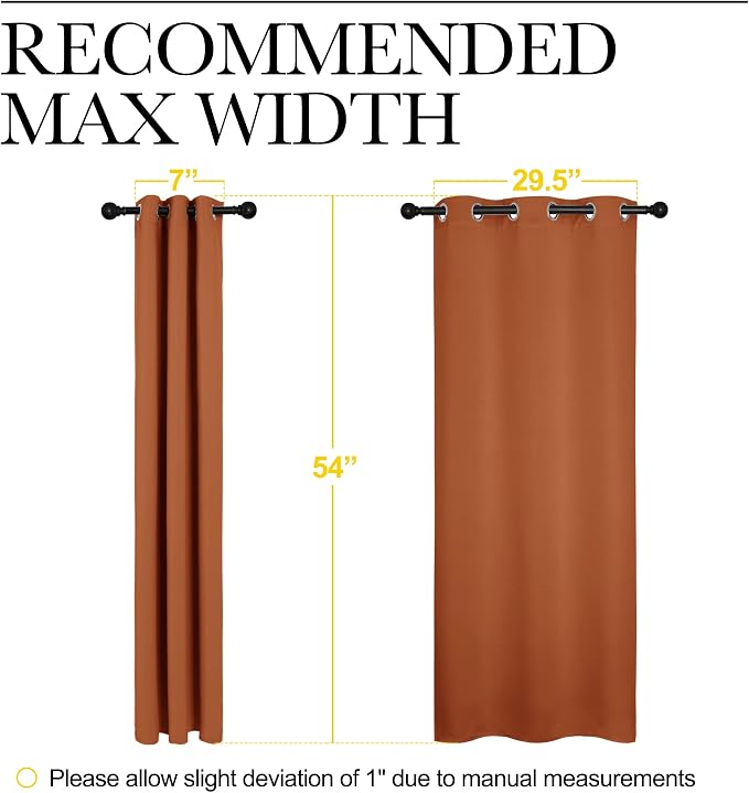 NICETOWN Blackout Halloween Draperies Curtains for Girls Room, Nursery Essential Thermal Insulated Grommet Top Blackout Panels (Burnt Orange, 1 Pair, 34 x 54 inches)
