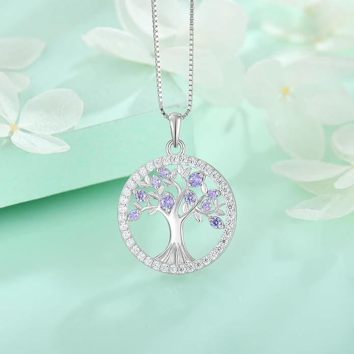 STARCHENIE Tree of Life Necklace 925 Sterling Silver Pendant for Women Family Tree Necklaces Birthstone Jewelry for Her Wife Mom Grandma
