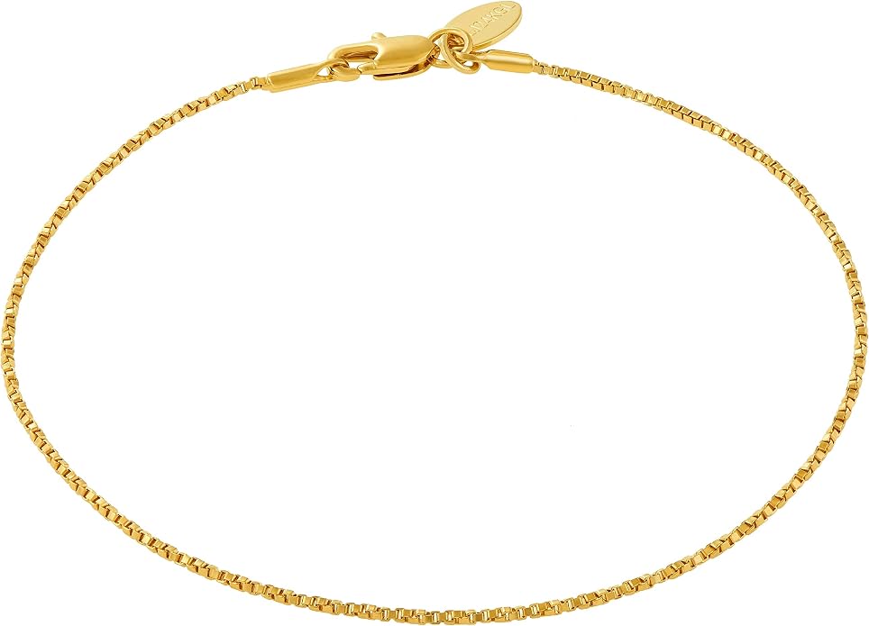 LIFETIME JEWELRY 24K Gold Anklets for Women – Twisted Box Chain Ankle Bracelet 10X Thicker Real Gold Plated – Made in USA with Lifetime Replacement