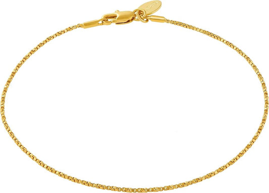 LIFETIME JEWELRY 24K Gold Anklets for Women – Twisted Box Chain Ankle Bracelet 10X Thicker Real Gold Plated – Made in USA with Lifetime Replacement