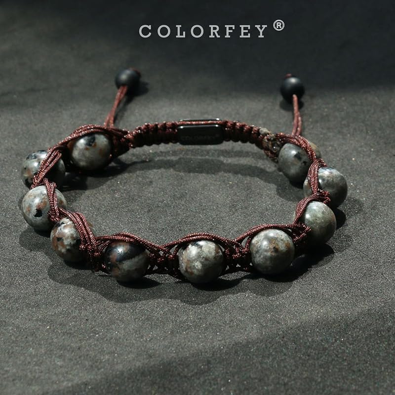Mens Beaded Bracelet Genuine Natural Stone Flame Stone Bead Bracelets Premium Handcrafted Energy Crystal Bracelets for Men, 10mm Healing Triple Rope Bracelet Unique Mens Stone Jewlry for Men